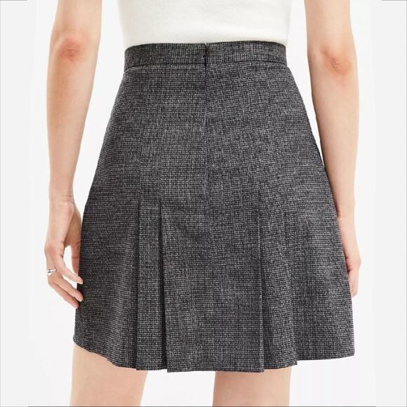 Houndstooth Tweed Pleat Mini Skirt 14 Academia Old Money Preppy Fall Classic NEW - Picture 4 of 13